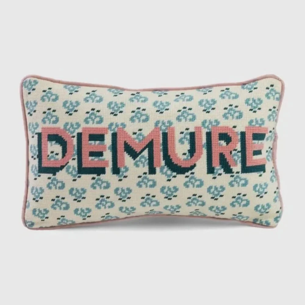 Furbish Studio “Demure” Needlepoint Pillow NWT Preppy Accent Throw Pillow